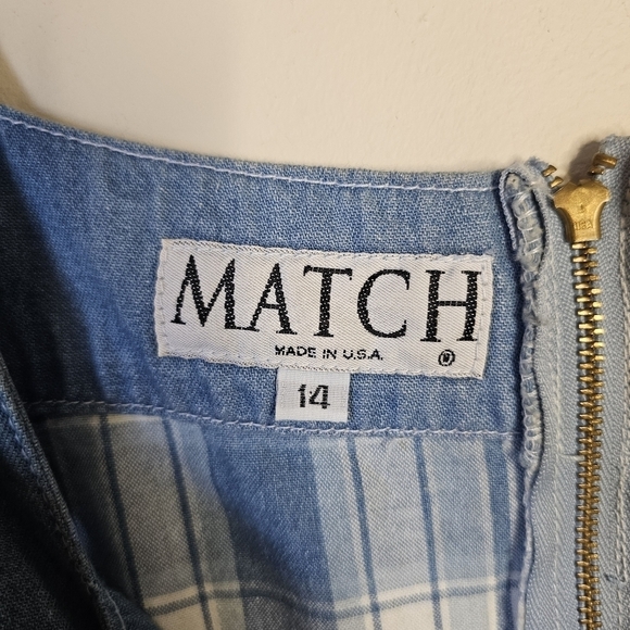 MATCH Vintage Plaid Jumper Dress Size 14 Made in USA 100% Cotton - Picture 6 of 8